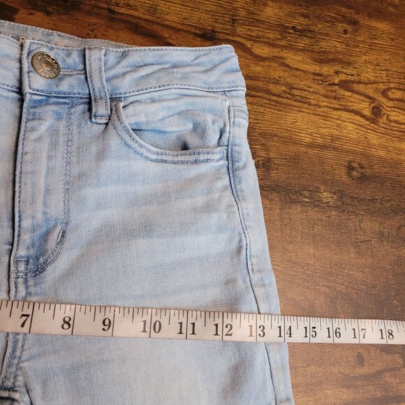 American Eagle Jeans 2s Jegging Next Level Stretch Hi Rise Light Wash Ripped - Picture 9 of 13
